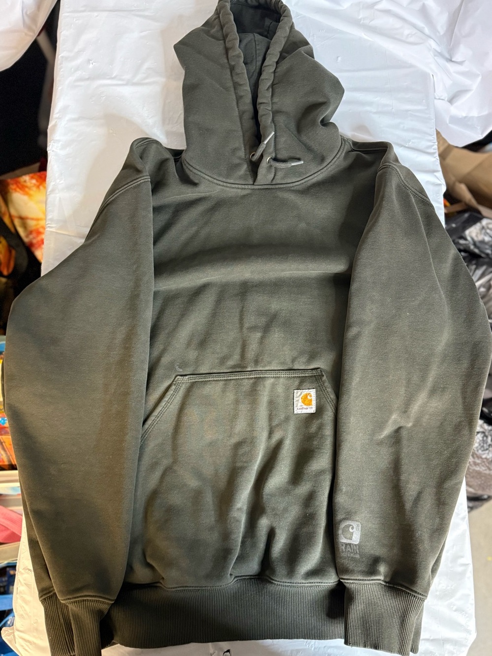 Carhartt Rain Defender Hoodie Mens XL Gray Pullover Workwear Sweatshirt